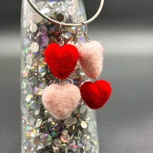 Queen of Hearts Felt Earrings, Felt Heart Earrings
